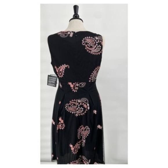 Nine West Dress Black Floral Embroidered Paisley Whimsigoth Fairy Witch Size 8 - Picture 7 of 10